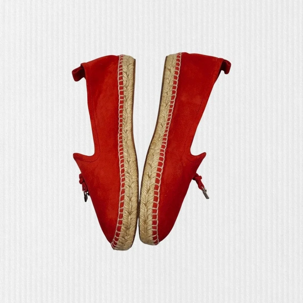Loro Piana Red Suede Espadrille Loafers‎ with LP Padlock Charm Size 38